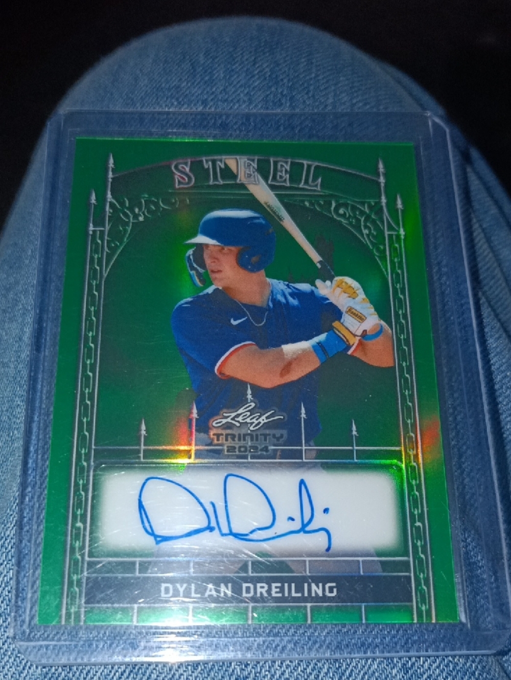 Leaf Trinity 2024 Dylan Dreiling Green Steel Autograph Card /7